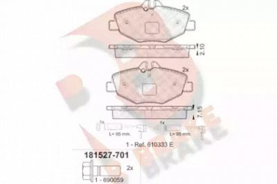 R BRAKE rb1527701 -  Комплект тормозных колодок, дисковый тормоз